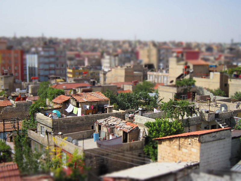 A view of the city, from a balcony.